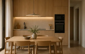 Installed kitchen and worktop detail